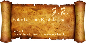 Fabriczius Richárd névjegykártya